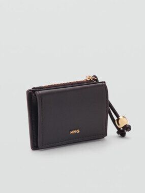 MANGO Faux-Leather Purse with Bead (Dark Brown)